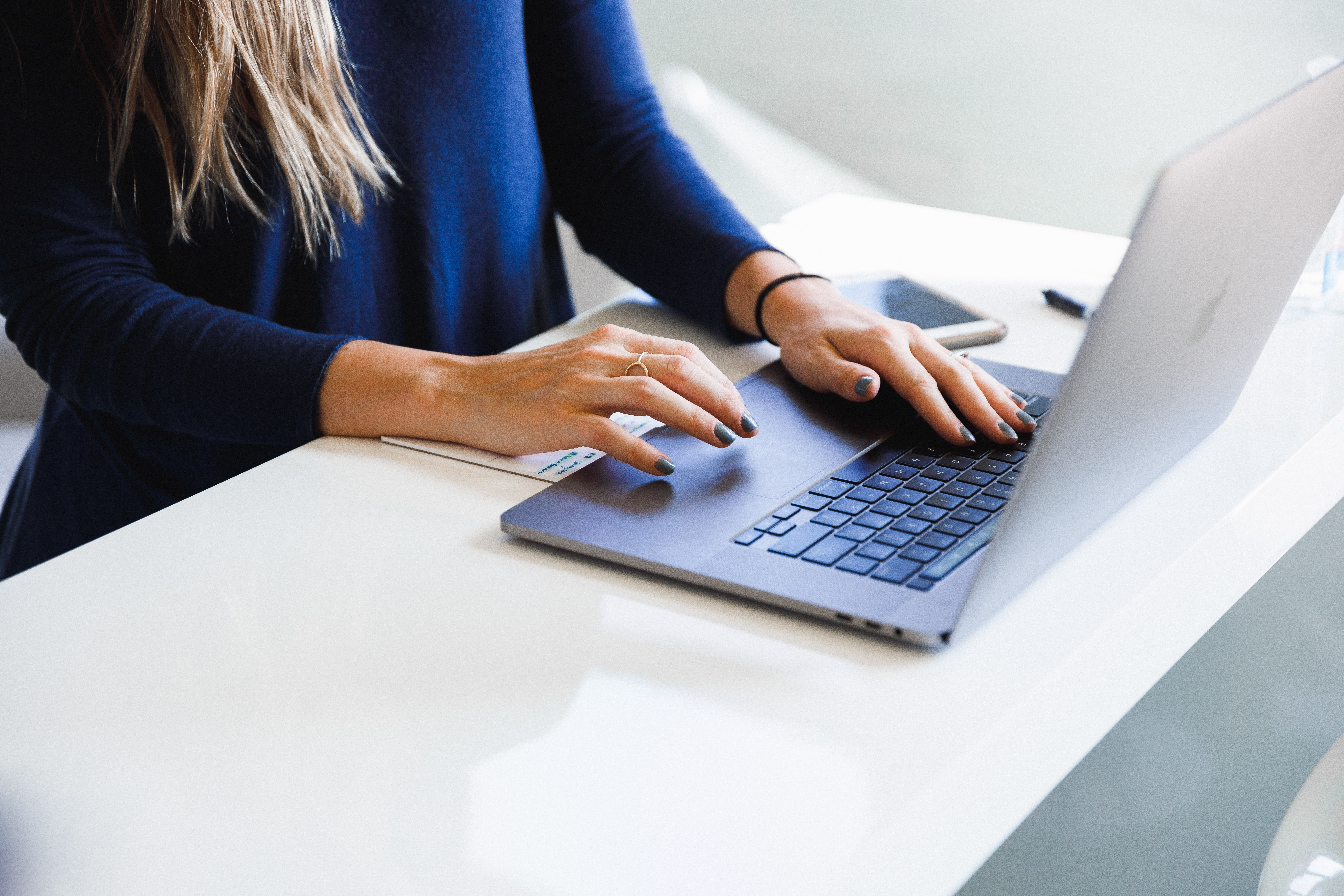 Female using laptop