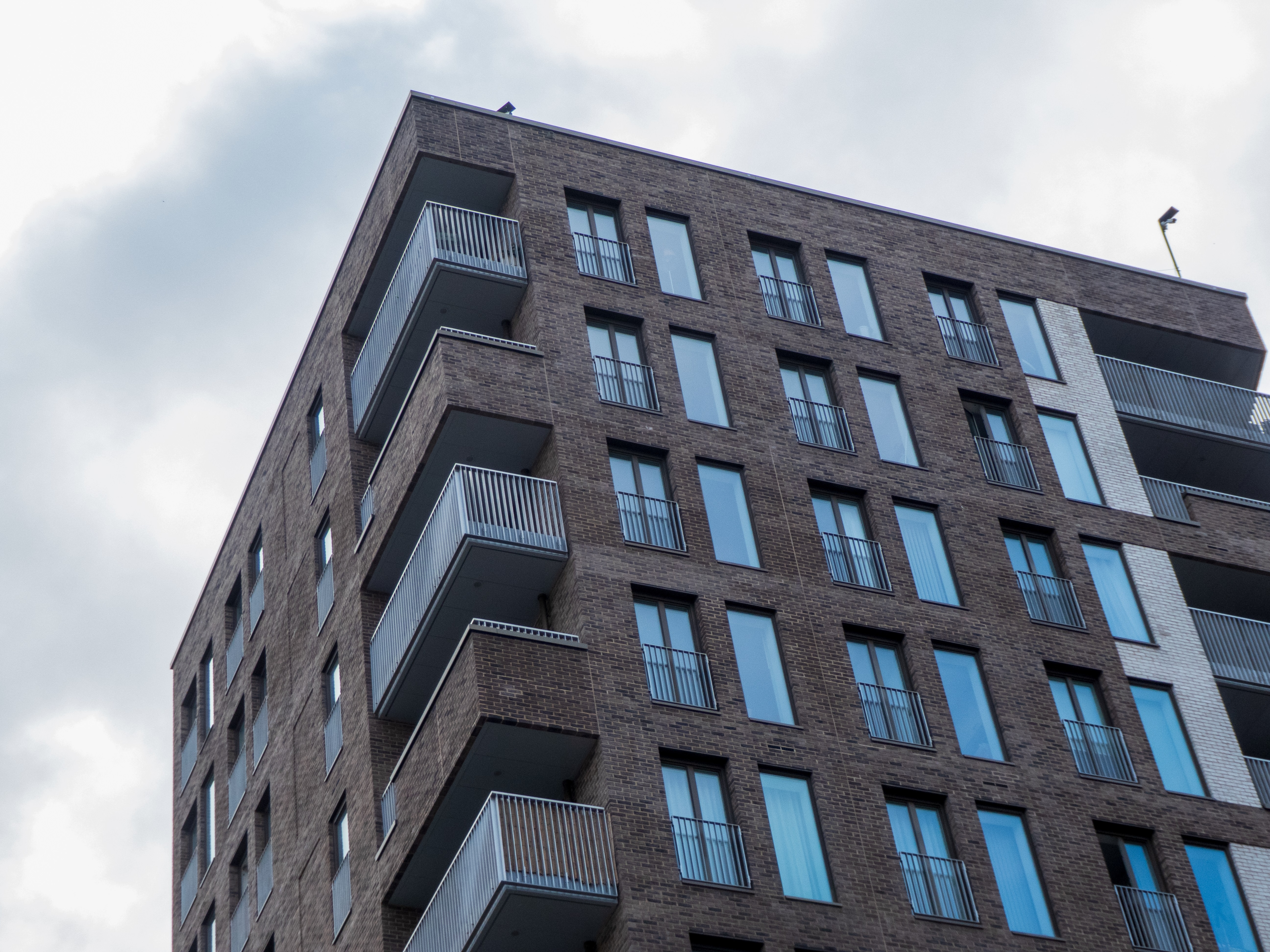 Grey bricked apartment block